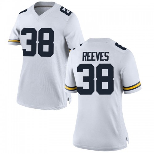 Geoffrey Reeves Michigan Wolverines Women's NCAA #38 White Game Brand Jordan College Stitched Football Jersey XFP2154CX